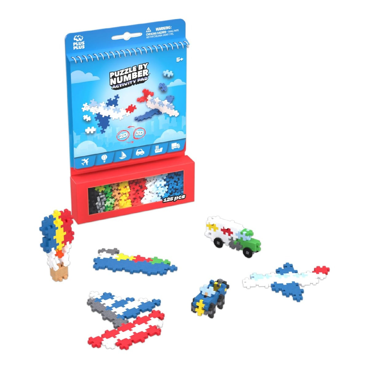 PLUS PLUS Puzzle By Number Activity Pad Transportation  Building Blocks PPU3990