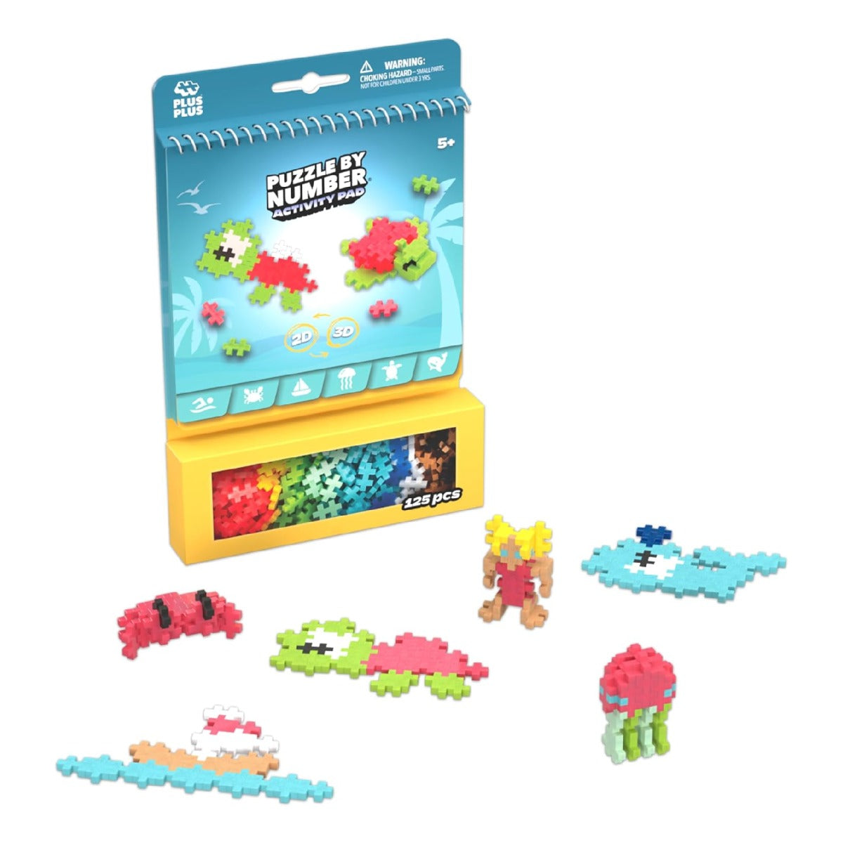 PLUS PLUS Puzzle By Number Activity Pad Ocean  Mini Building Blocks Set PPU3991