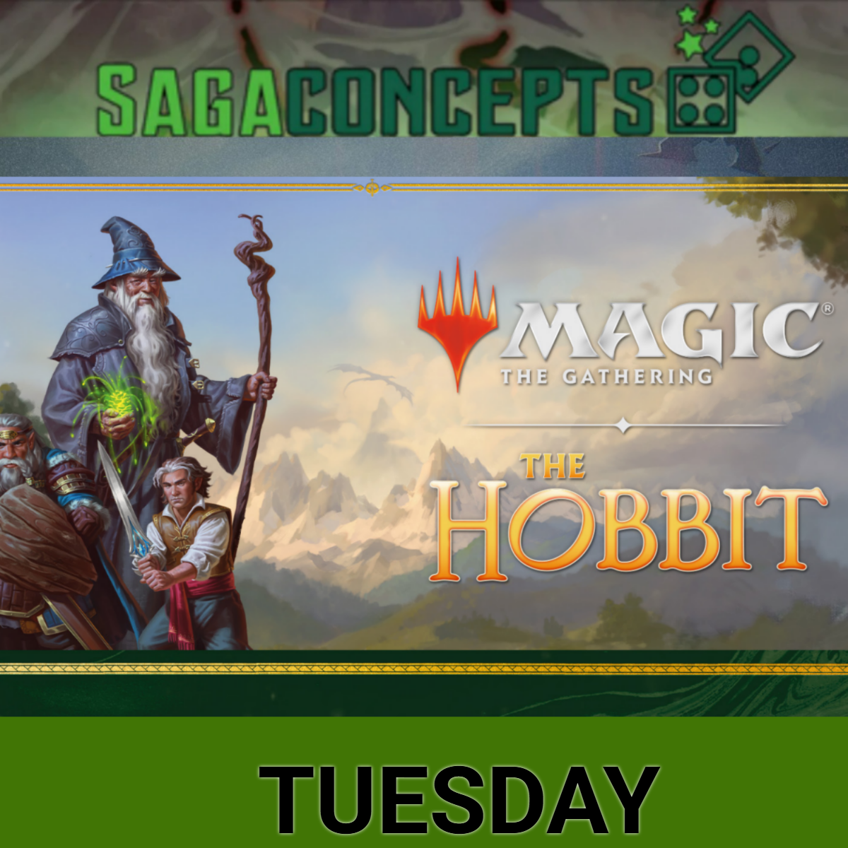 08/11/2026 Tue Magic the Gathering: The Hobbit at 7 pm - Tuesday 16 Seats - 3 rounds Tournament Pre-Release