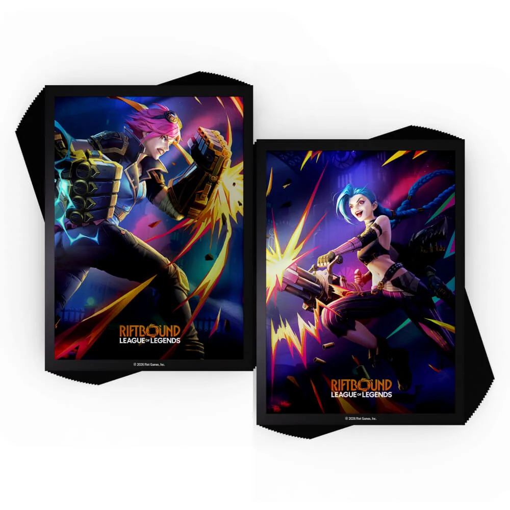 Riftbound TCG League Of Legends Set 4 Vendetta Art Sleeves Vi vs Jinx 100 Ct