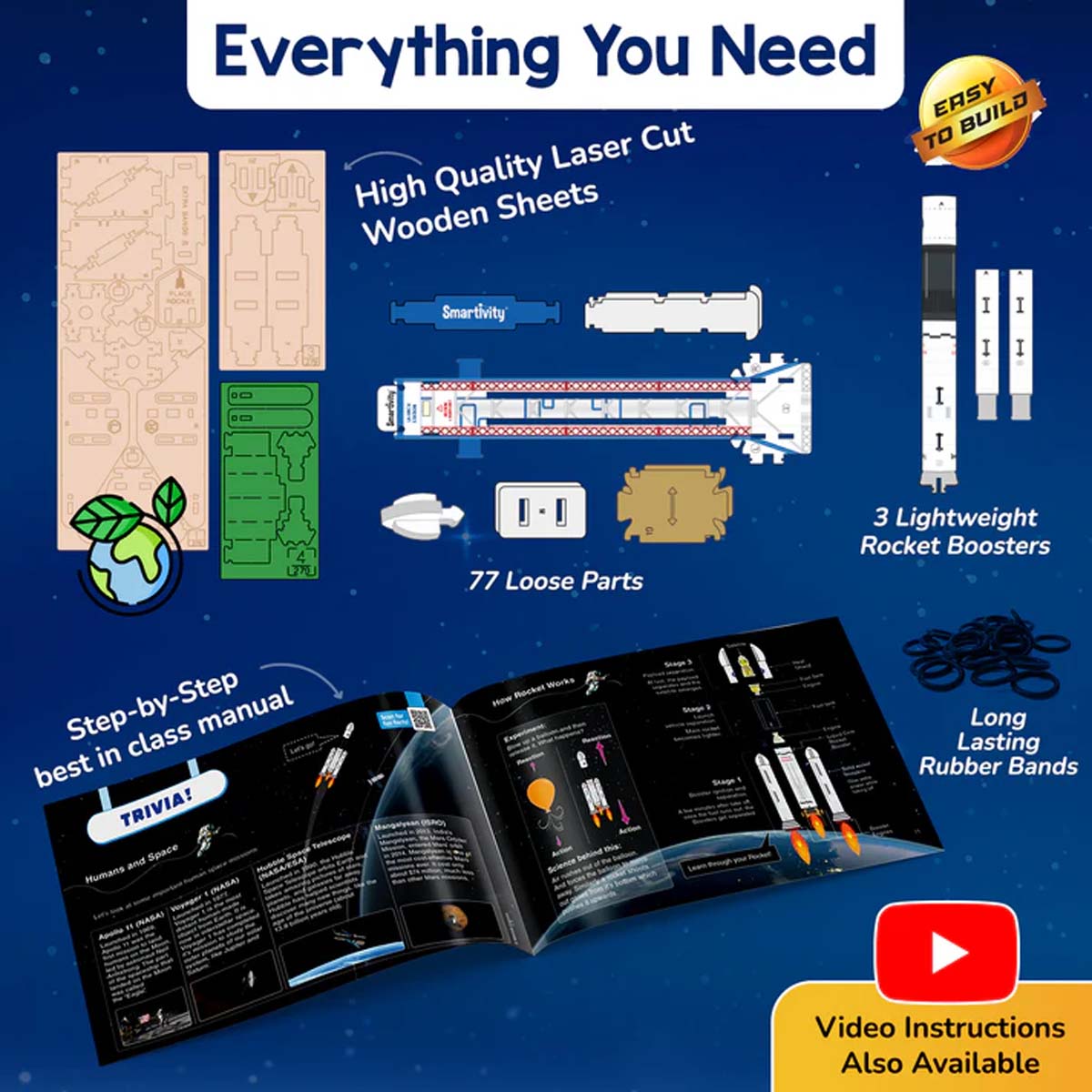 Smartivity Rocket Launcher STEM Kit Build Your Own Rocket & Launcher Ages 6–12 SMRT1279