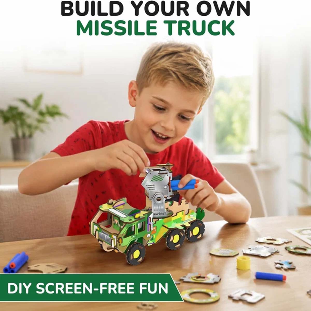 Smartivity DIY Missile Truck Air-Powered Launcher STEM Kit Ages 6+ SMRT1301