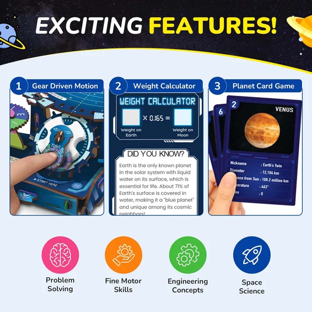 Smartivity Solar System Kit Gear-Driven Working Model STEM Kit Ages 8+ SMRT1303