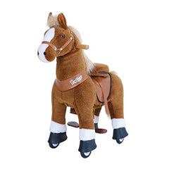 PonyCycle Brown Horse Ride On Toy Walking & Rocking Pony with White Hooves for Kids Ages 4-7 Max Load 88 lbs - Ux424