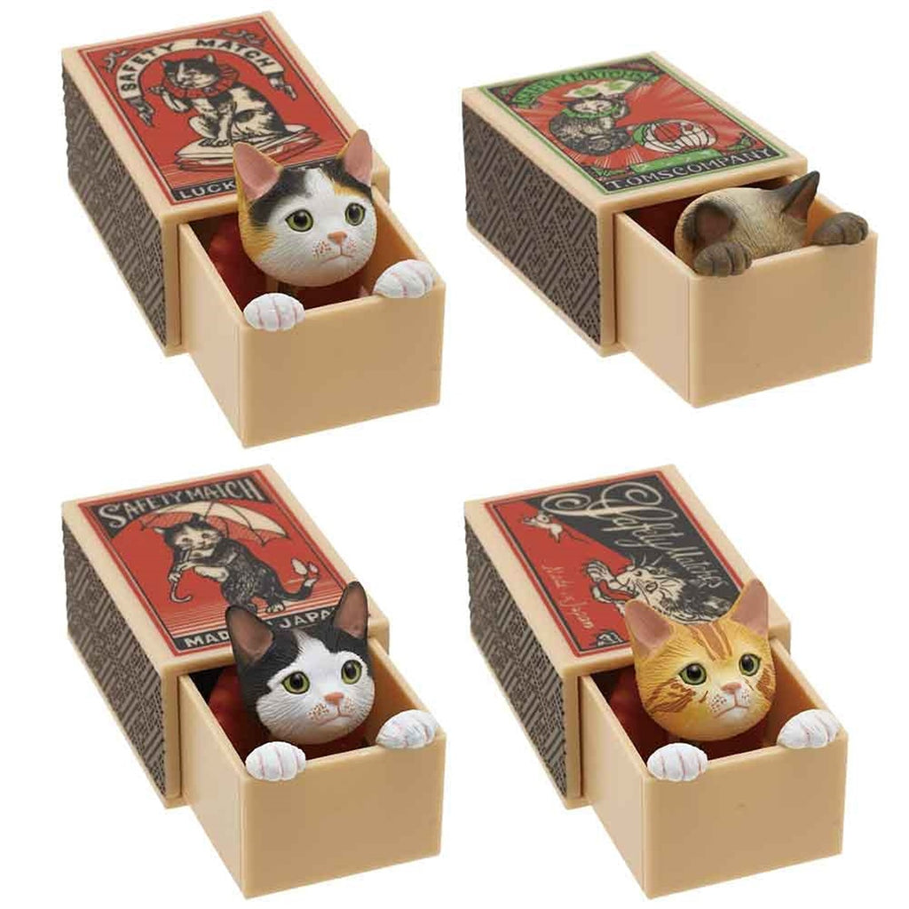 Kitan Club Cat Peek Matchbox Blind Box - 1 of 4 Collectable Figurines- Fun, Versatile Decoration - Authentic Japanese Design - Single Pack