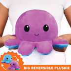 TeeTurtle BIG Reversible Octopus Plushie: Happy Purple and Angry Blue
