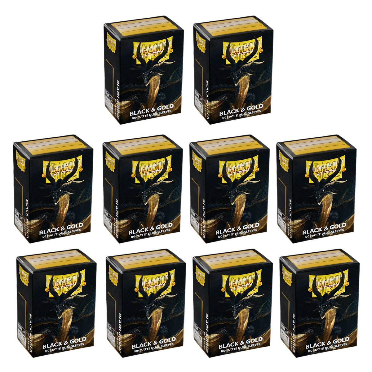 Dragon Shield Sleeves Matte Dual Black And Gold (100Ct) of 10 Pack