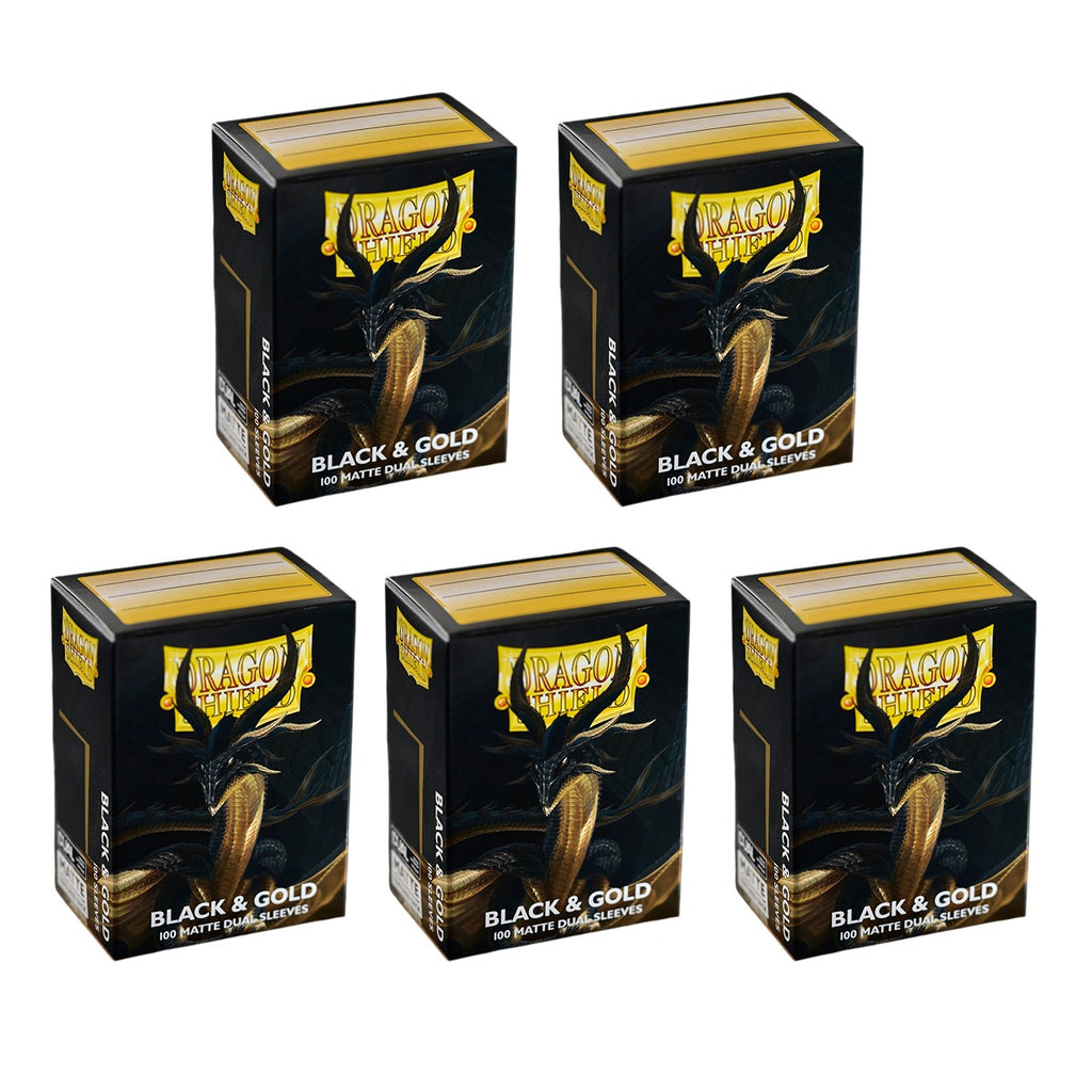 Dragon Shield Sleeves Matte Dual Black And Gold (100Ct) of 5 Pack