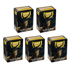 Dragon Shield Sleeves Matte Dual Black And Gold (100Ct) of 5 Pack