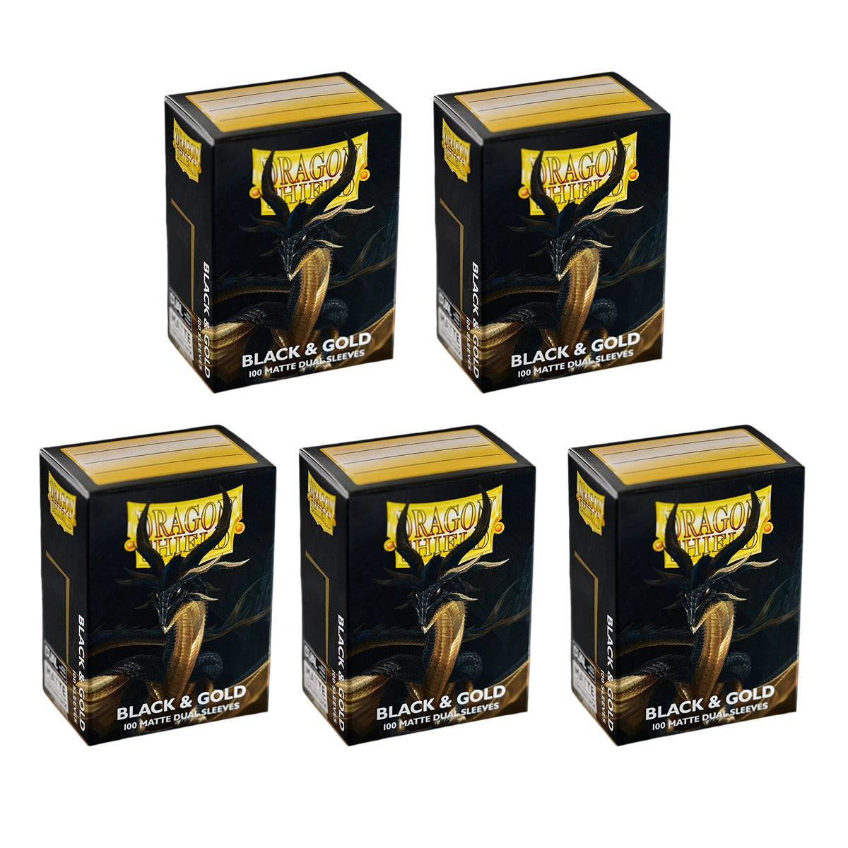 Dragon Shield Sleeves Matte Dual Black And Gold (100Ct) of 5 Pack