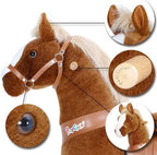 PonyCycle Official 2019 New U Series Ride on Horse Toy Plush Walking Animal Brown Horse Small Size for Age 3-5
