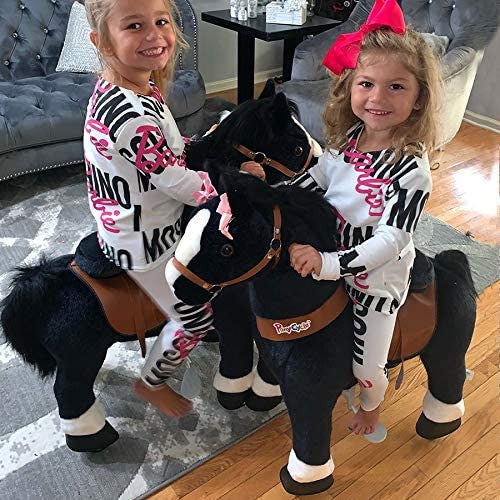 PonyCycle Official 2019 New U Series Ride on Horse Toy Plush Walking Animal Black Horse Small Size for Age 3-5