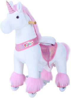 PonyCycle Official Classic U Series Ride on Horse Toy Plush Walking Animal Pink Unicorn U3 for Age 3-5