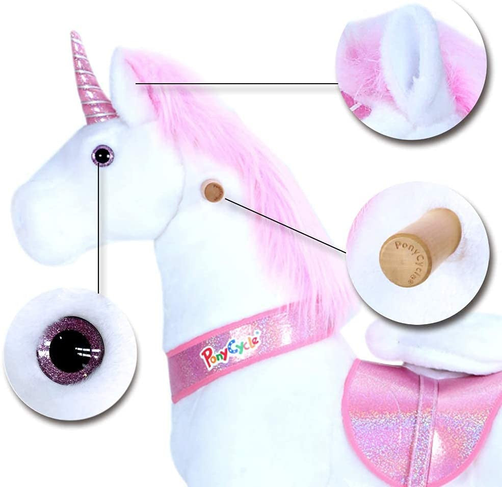 PonyCycle Official 2019 New U402 U Series Ride on Horse Toy Plush Walking Animal Pink Unicorn - Medium Size for Age 4-8