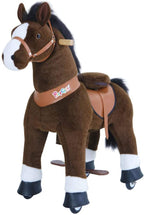 PonyCycle Official 2019 New U Series Ride on Horse Toy Plush Walking Animal Chocolate Brown Horse Medium Size for Age 4-8