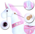 PonyCycle Official Classic U Series Ride on Horse Toy Plush Walking Animal Pink Unicorn U3 for Age 3-5