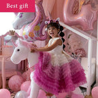PonyCycle Pink Unicorn Ride On Horse Toy Walking & Rocking Pony for Kids Ages 4-7 Max Load 88 lbs - Ux402