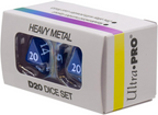 Ultra PRO Dungeons & Dragons Vivid Heavy Metal D20 Dice Set Blue 2 Ct UP Your Gaming 20 Sided Dice UPI-15936