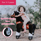 PonyCycle Official New Updated 2021 Edition Ride on Horse with White Hoof and Realistic Sound Feature Toy Plush Walking Animal Dark Brown - Small Size for (Age 3-5)