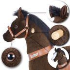 PonyCycle Official 2019 New U Series Ride on Horse Toy Plush Walking Animal Chocolate Brown Horse Medium Size for Age 4-8