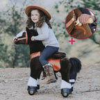 PonyCycle Official New Updated 2021 Edition Ride on Horse with White Hoof and Realistic Sound Feature Toy Plush Walking Animal Dark Brown - Small Size for (Age 3-5)