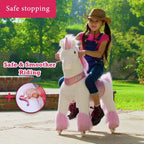 PonyCycle Pink Unicorn Ride On Horse Toy Walking & Rocking Pony for Kids Ages 4-7 Max Load 88 lbs - Ux402