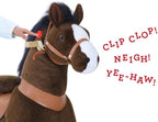 PonyCycle Official New Updated 2021 Edition Ride on Horse with White Hoof and Realistic Sound Feature Toy Plush Walking Animal Dark Brown - Small Size for (Age 3-5)