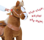 PonyCycle Official New Updated 2021 Edition Ride on Horse Toy Plush Walking Animal Brown with White Hoof and Realistic Sound Feature - Small Size for (Age 3-5)