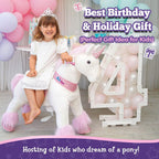 PonyCycle Authentic Ride on Unicorn Toys for Girls (with Brake/ 31.1" Height/ U3 for Age 3-5) Pink Unicorn Kids Ride on Toys Plush Walking Unicorn Ux302
