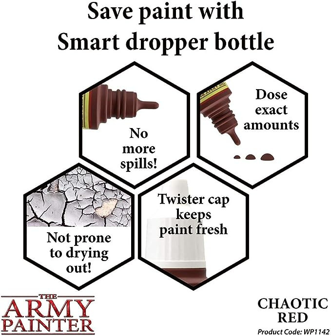 The Army Painter Warpaint Chaotic Red Non Toxic Acrylic Paint 18ml WP1142