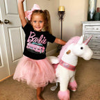 PonyCycle Official Classic U Series Ride on Horse Toy Plush Walking Animal Pink Unicorn U3 for Age 3-5