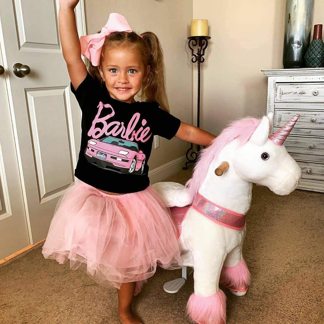PonyCycle Official Classic U Series Ride on Horse Toy Plush Walking Animal Pink Unicorn U3 for Age 3-5