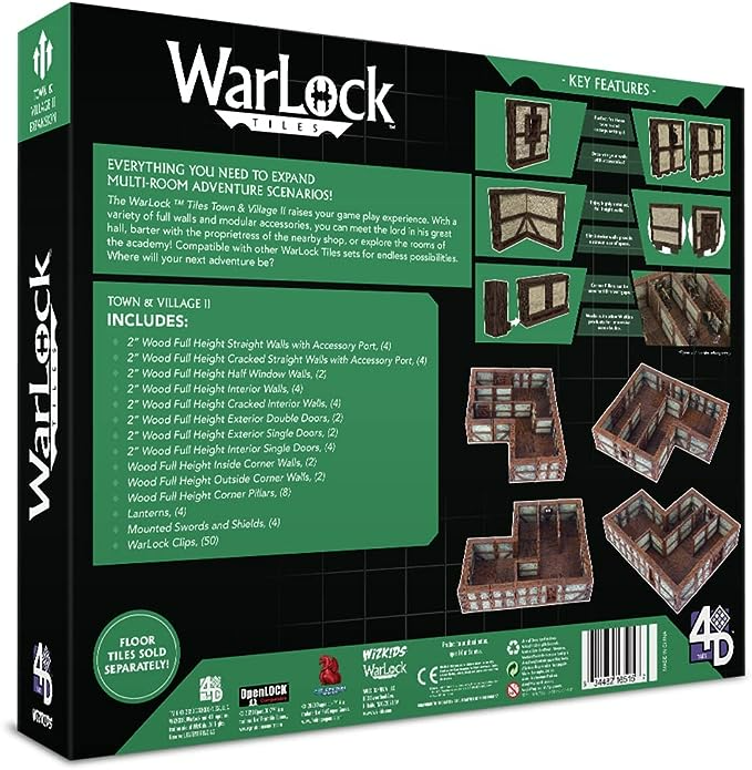 Dungeons & Dragons Wizkids WarLock Tiles Town & Village II Full Height Plaster Walls Expansion WZK-16515