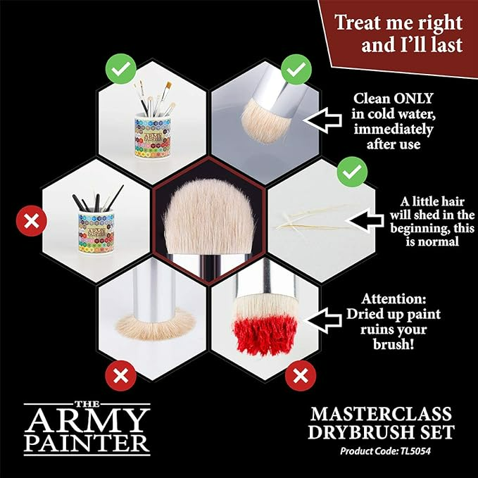 The Army Painter Masterclass Drybrush Set in 3 Sizes TL5054