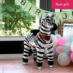 PonyCycle Official New Updated 2021 Edition Ride on Horse Toy Plush Walking Animal Zebra - Small Size for (Age 3-5)