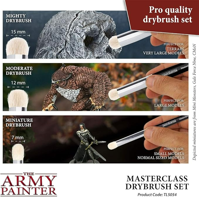 The Army Painter Masterclass Drybrush Set in 3 Sizes TL5054