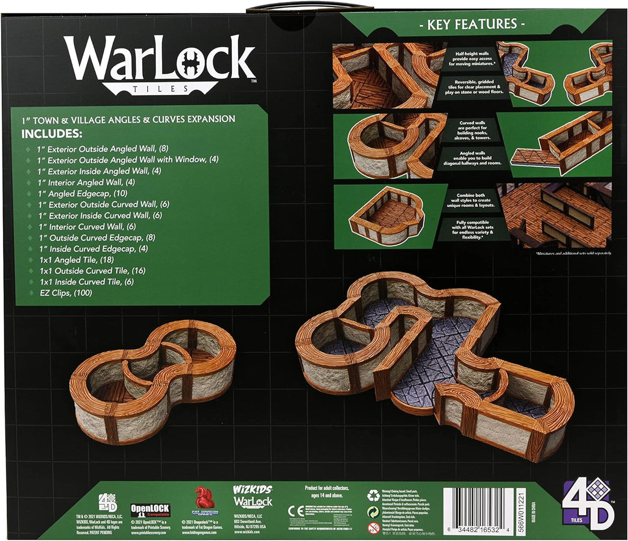 Dungeons & Dragons Wizkids Warlock Tiles Expansion Pack 1 in Town & Village Angles & Curves WZK-16532