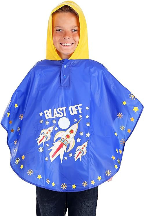 Floss & Rock Magic Color Change Poncho Girls and Boys Rain Jacket Blue