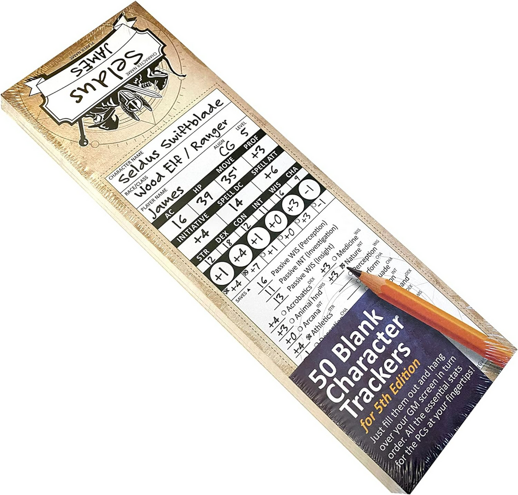 Top Dog Games Character Trackers Initiative Trackers and DM Reference Cards for 5th Edition TDG-DD5EBlankchar