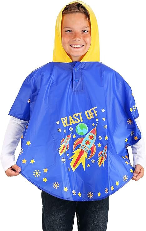 Floss & Rock Magic Color Change Poncho Girls and Boys Rain Jacket Blue