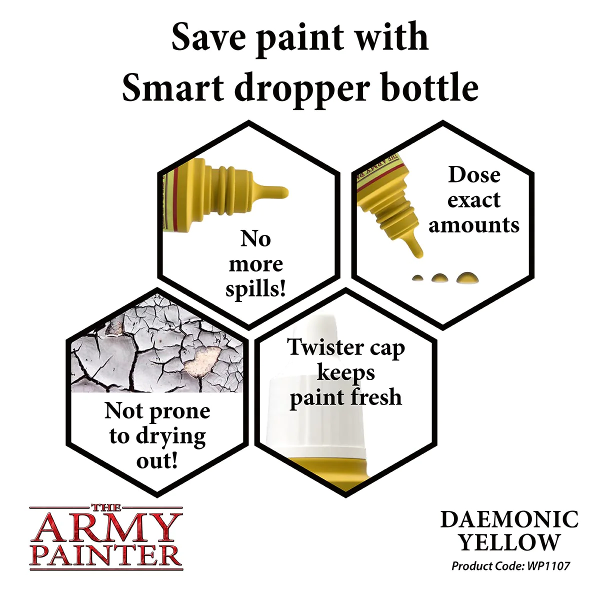 The Army Painter Warpaint Daemonic Yellow Non Toxic Acrylic Paints 18ml WP1107