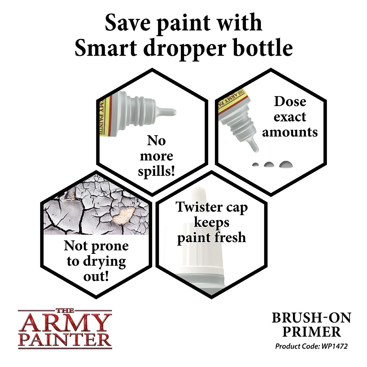 The Army Painter Warpaint Effects Brush-On Grey Primer Non Toxic Acrylic Paints 18ml WP1472