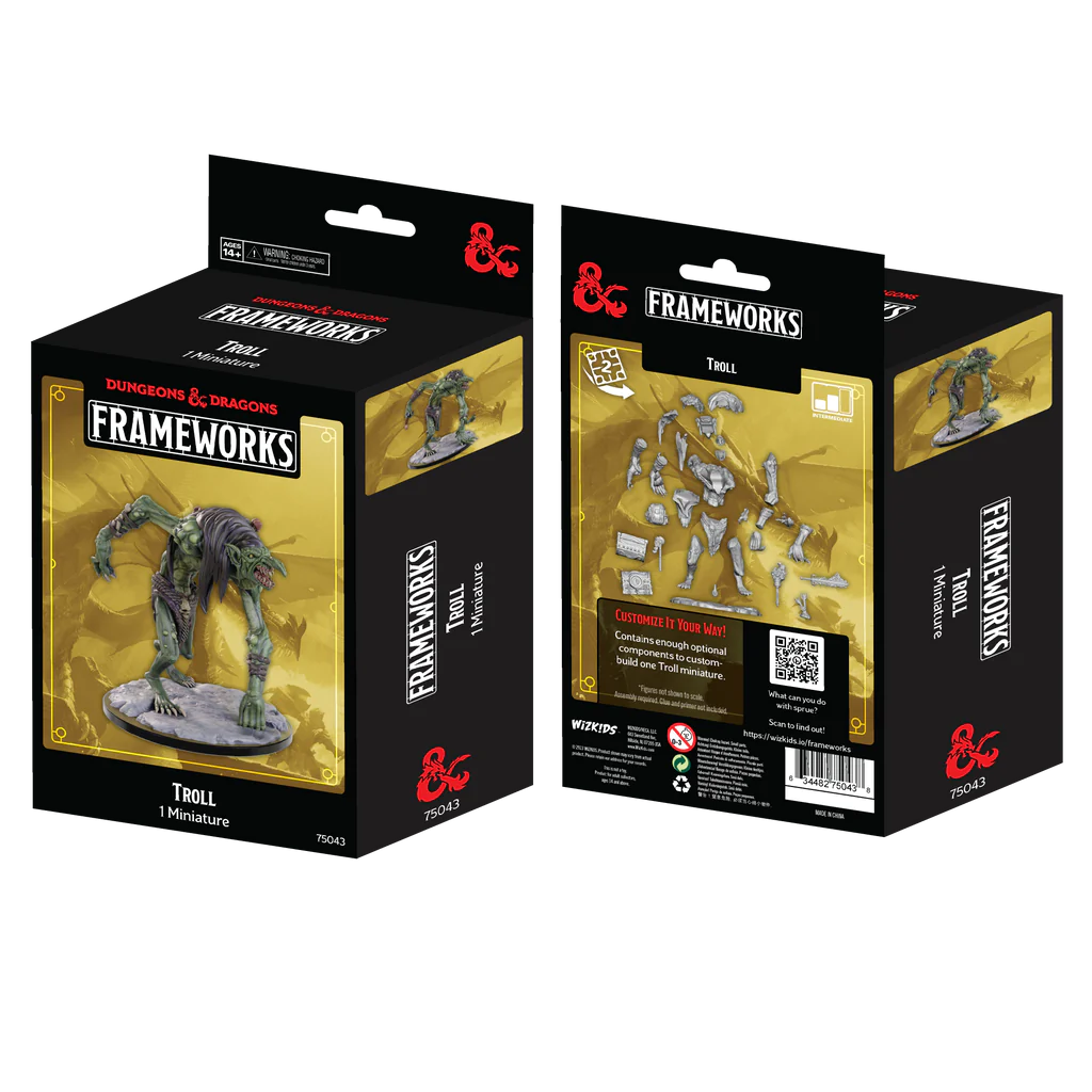 Wizkids Dungeons And Dragons D&D Frameworks Troll Miniature Unpainted Unassembled Customizable Miniature WZK75043