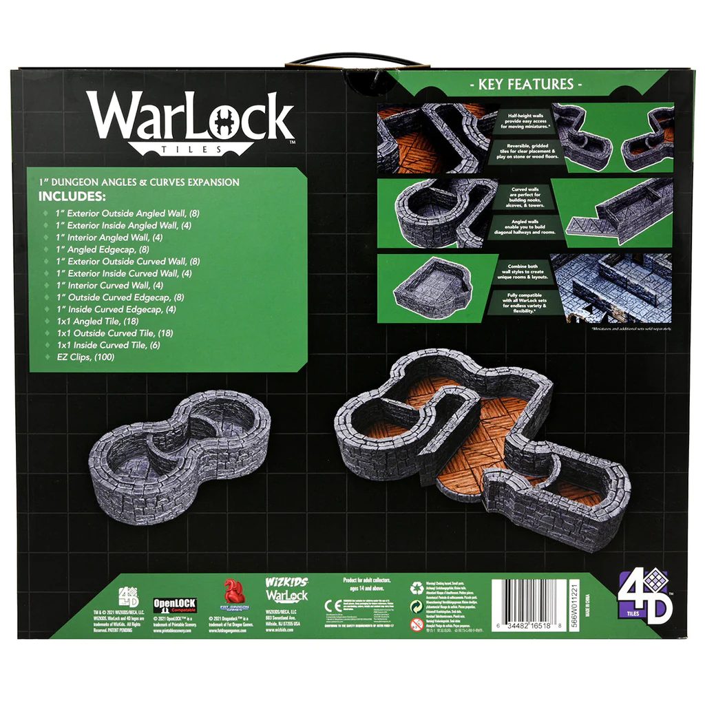 WizKids Dungeons & Dragons WarLock Tiles Expansion Pack 1 in Dungeon Angles & Curves WZK-16518