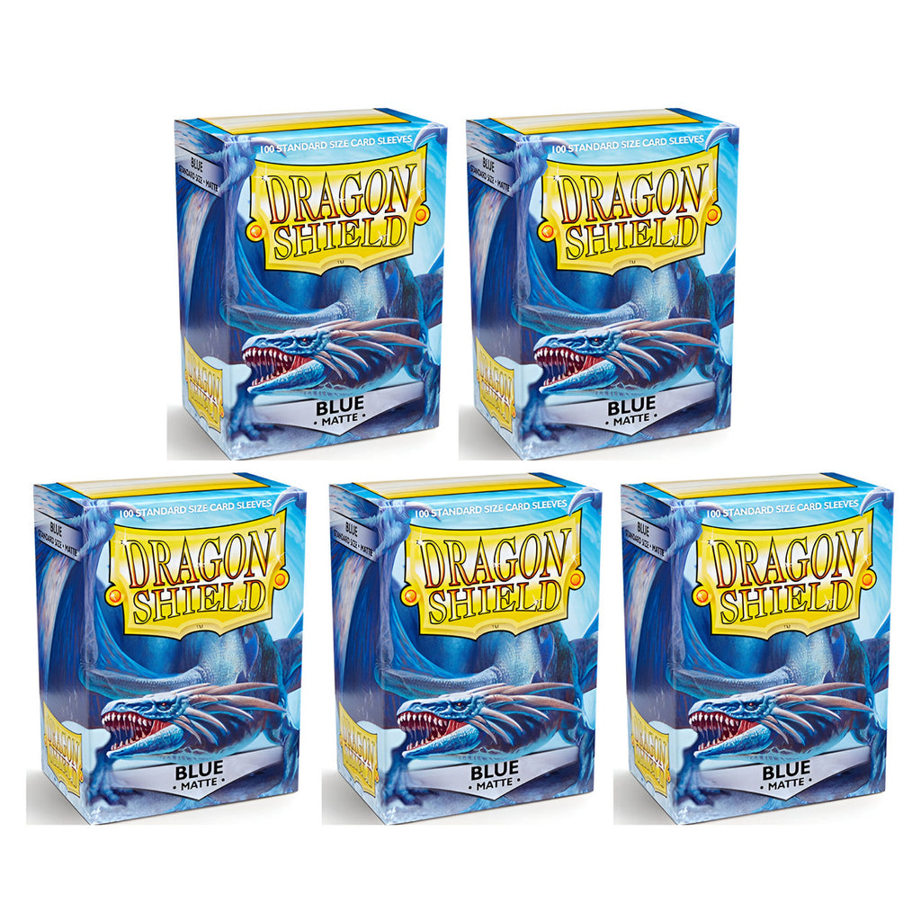 Dragon Shield Sleeves Standard Size Matte Blue 100 Ct 5 Packs ATM11003K2