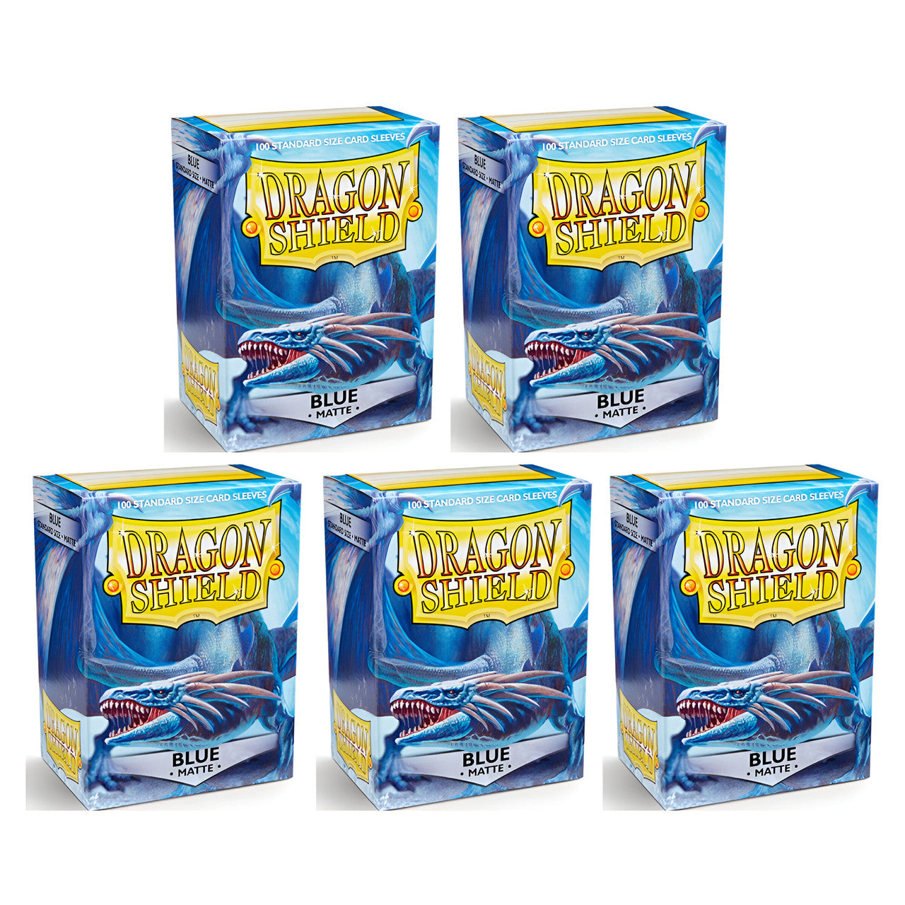 Dragon Shield Sleeves Standard Size Matte Blue 100 Ct 5 Packs ATM11003K2