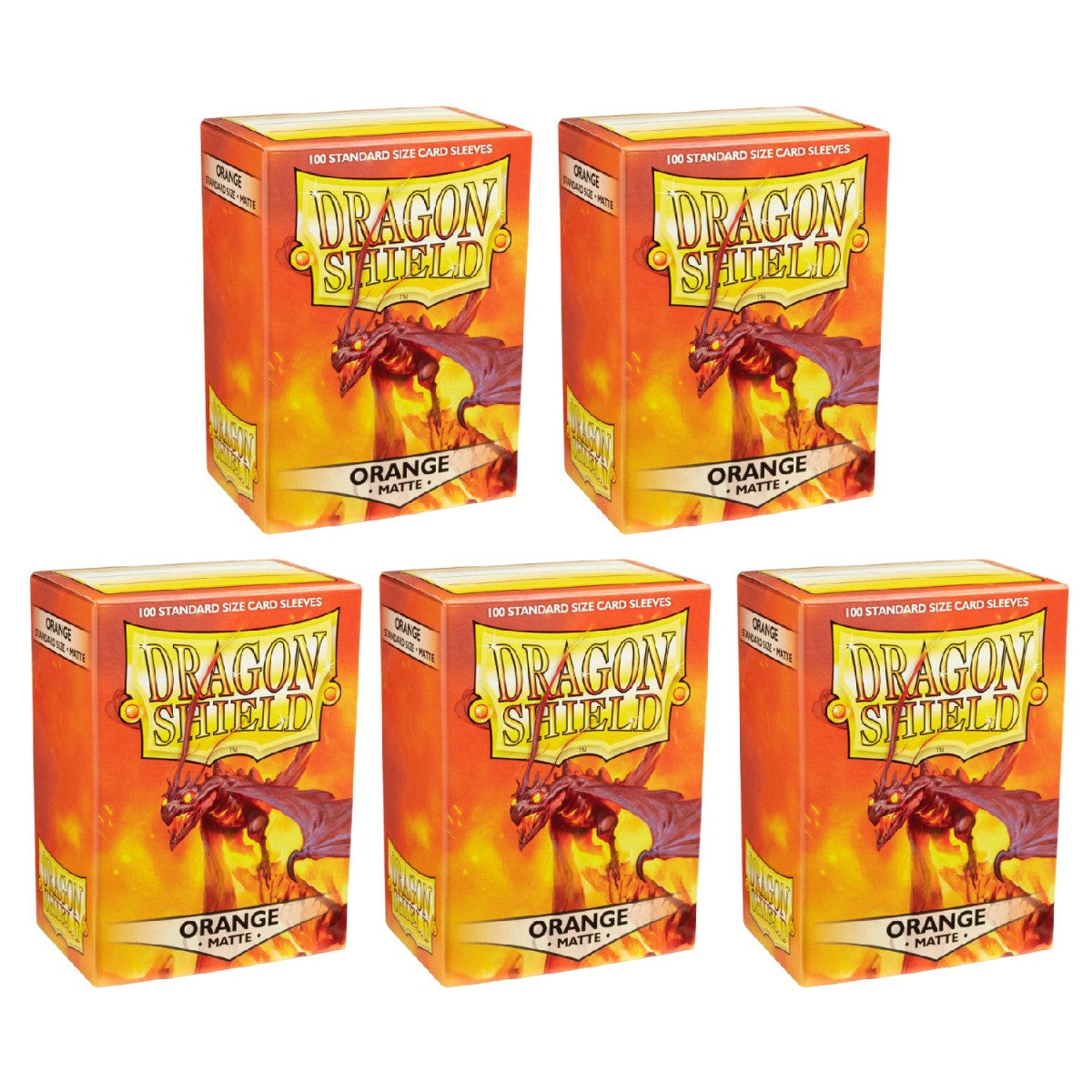 Dragon Shield Sleeves Standard Size Matte Orange 100 Ct 5 Packs ATM11013K2