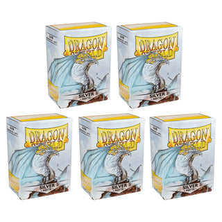 Dragon Shield Sleeves Standard Size Matte Silver 100 Ct 5 Packs ATM11008K2