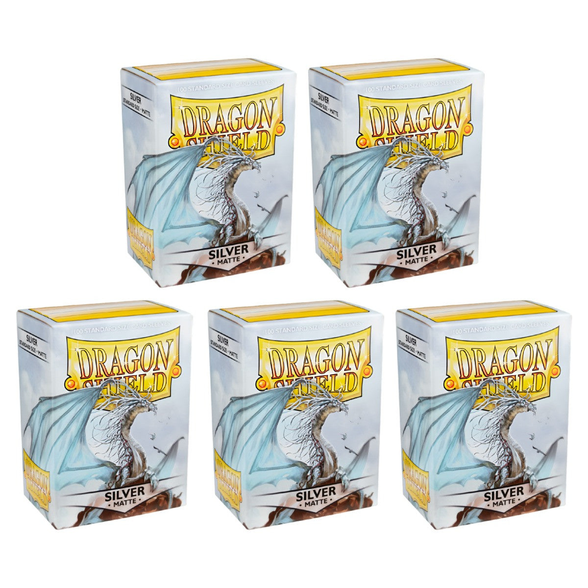 Dragon Shield Sleeves Standard Size Matte Silver 100 Ct 5 Packs ATM11008K2