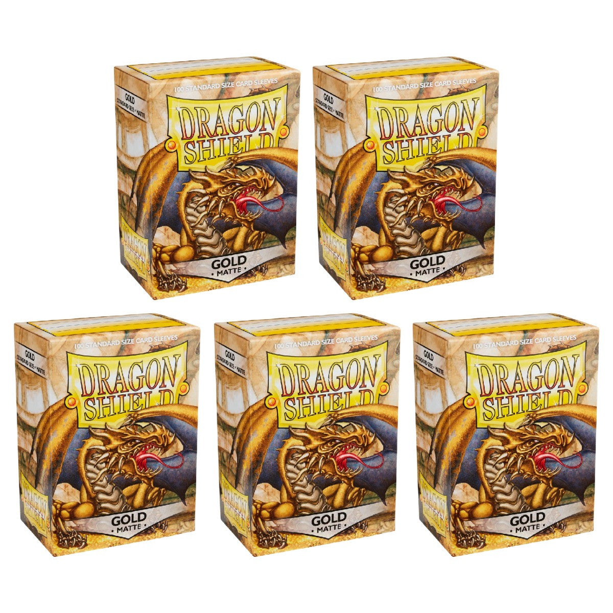 Dragon Shield Sleeves Standard Size Matte Gold 100 Ct 5 Packs ATM11006K2